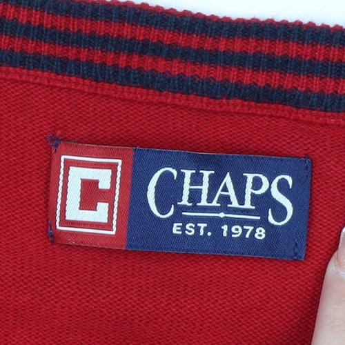 Chaps Men's Red Cotton Sleeveless V-Neck Knit Vest L Regular