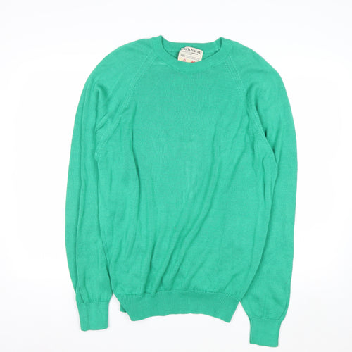 Parkhurst Men's Green Cotton Crew Neck Jumper M Vintage Classic Knit