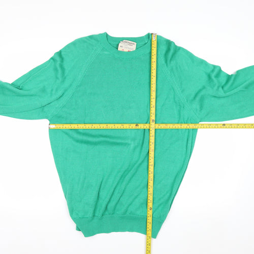 Parkhurst Men's Green Cotton Crew Neck Jumper M Vintage Classic Knit