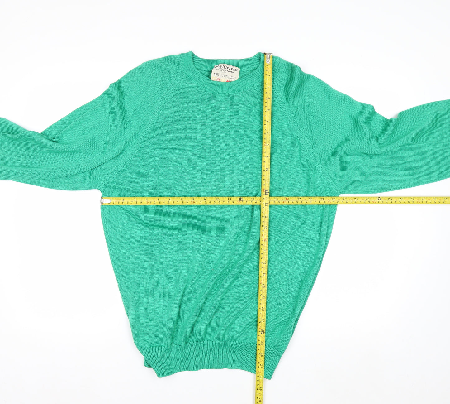 Parkhurst Men's Green Cotton Crew Neck Jumper M Vintage Classic Knit