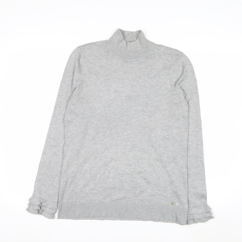 Calvin Klein Women's Grey Roll Neck Knit Jumper Size S