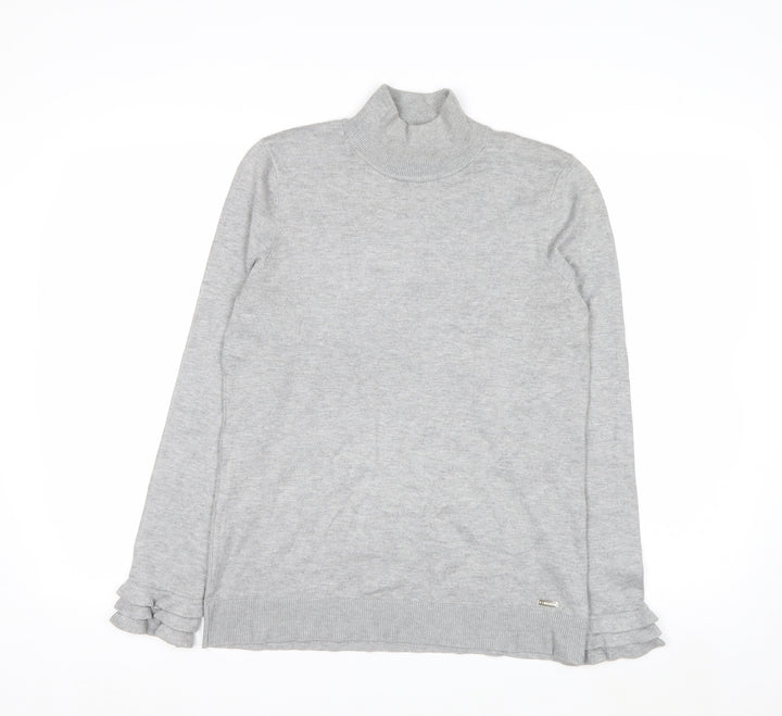 Calvin Klein Women's Grey Roll Neck Knit Jumper Size S
