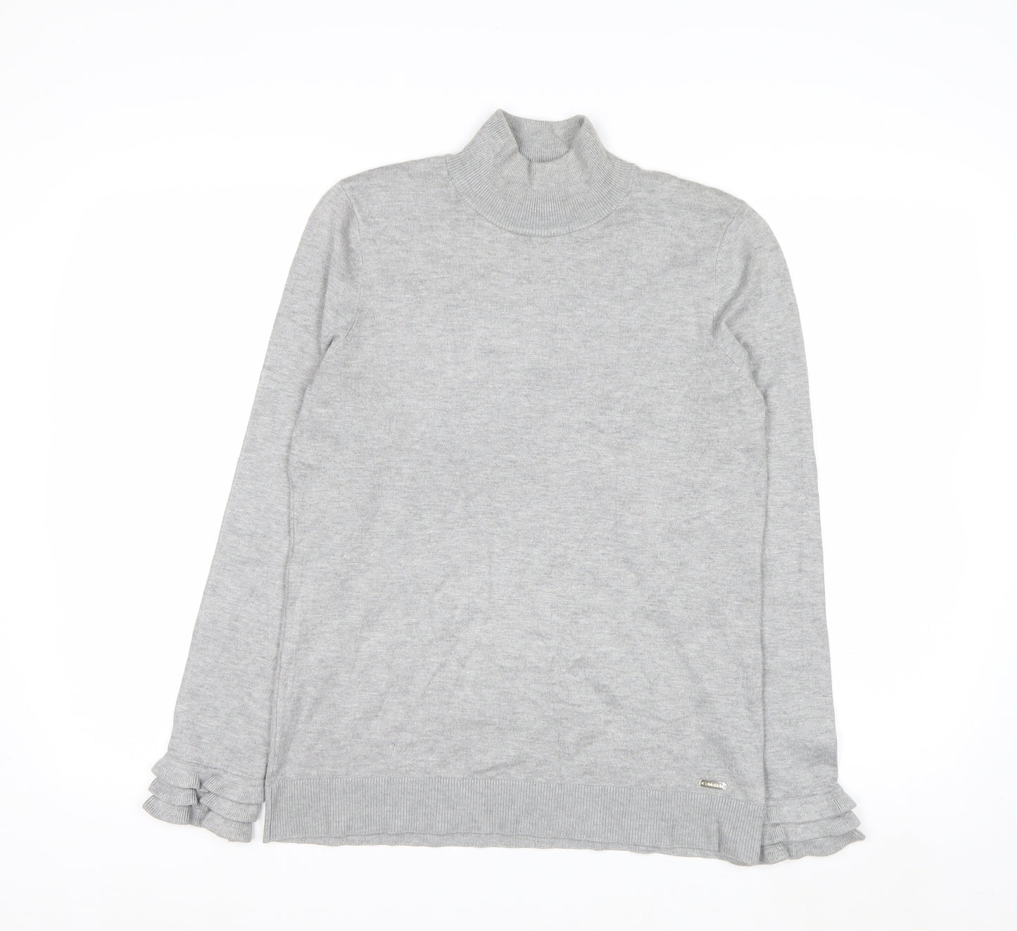 Calvin Klein Women's Grey Roll Neck Knit Jumper Size S