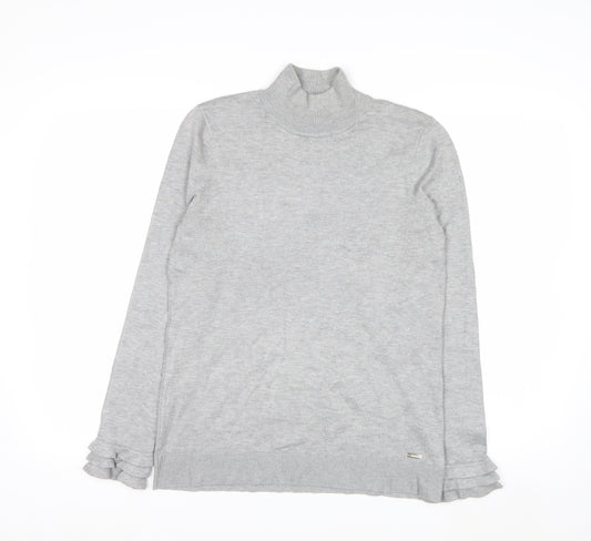 Calvin Klein Women's Grey Roll Neck Knit Jumper Size S