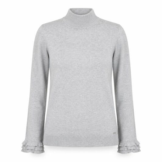 Front view of Calvin Klein Women's Grey Roll Neck Knit Jumper, size S