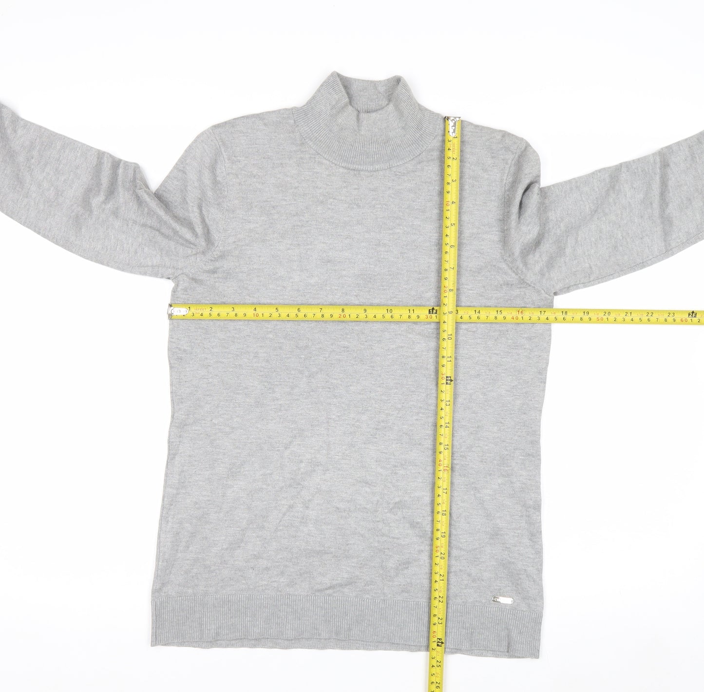 Calvin Klein Women's Grey Roll Neck Knit Jumper Size S