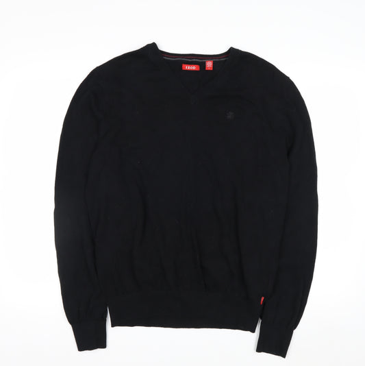 IZOD Men's Black Cotton V-Neck Pullover Jumper Size M