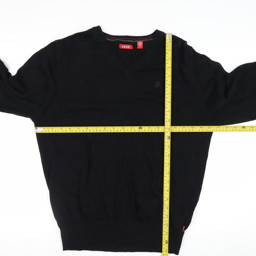 IZOD Men's Black Cotton V-Neck Pullover Jumper Size M