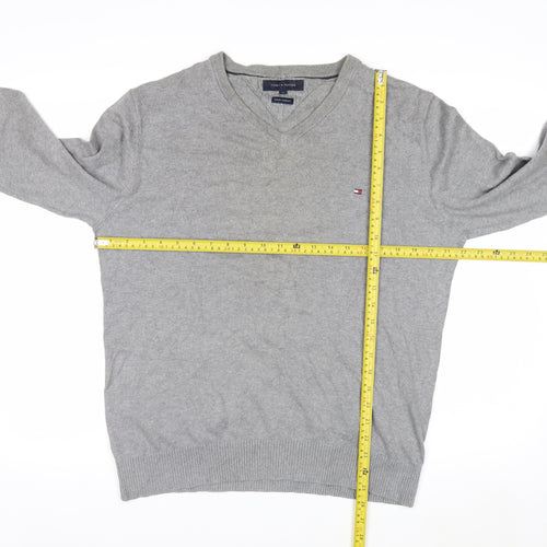 Tommy Hilfiger Men’s Grey V-Neck Cotton Cashmere Jumper M