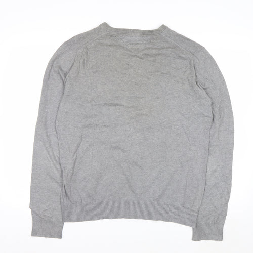 Tommy Hilfiger Men’s Grey V-Neck Cotton Cashmere Jumper M