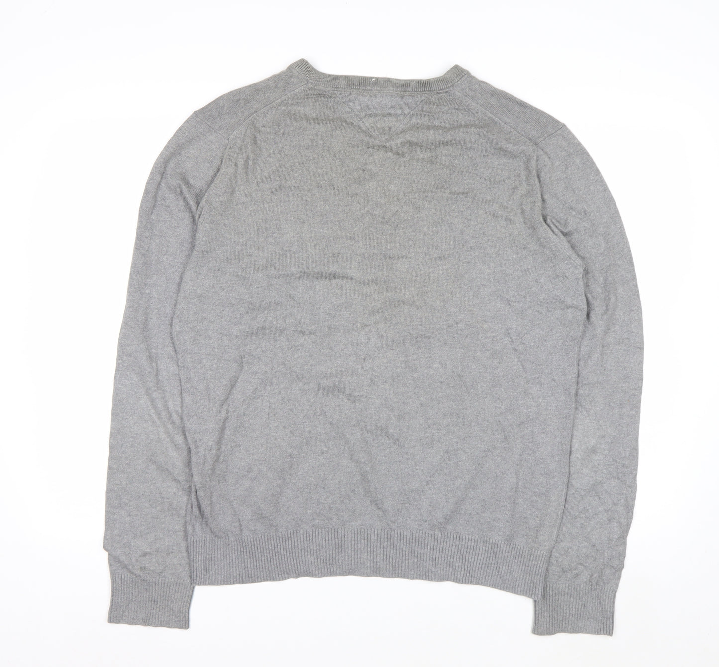 Tommy Hilfiger Men’s Grey V-Neck Cotton Cashmere Jumper M