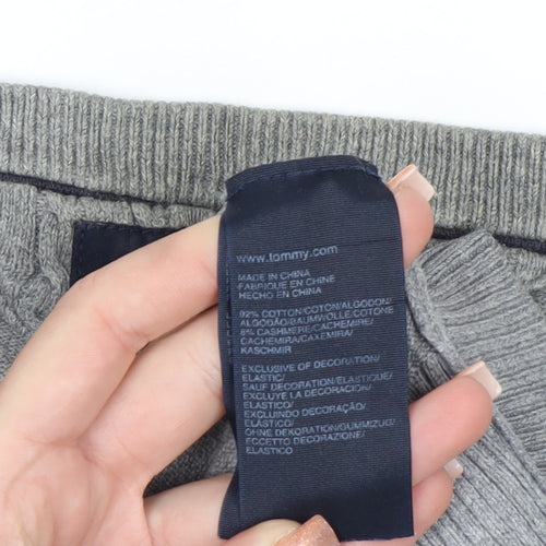 Tommy Hilfiger Men’s Grey V-Neck Cotton Cashmere Jumper M