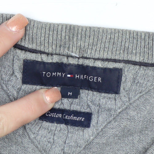 Tommy Hilfiger Men’s Grey V-Neck Cotton Cashmere Jumper M