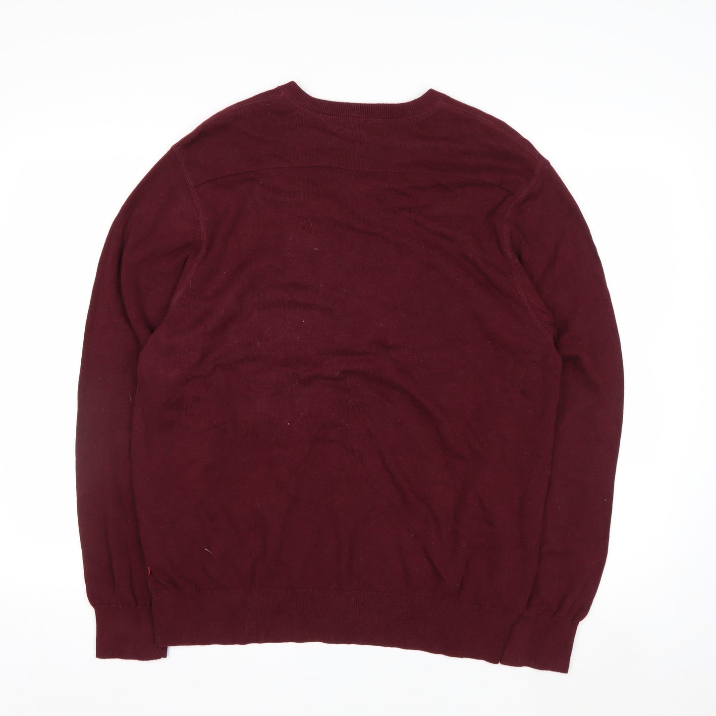 IZOD Men's Red V-Neck Cotton Pullover Jumper Size L