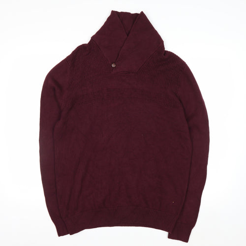 Chaps Men's Red Cotton Collared Pullover Jumper Size L