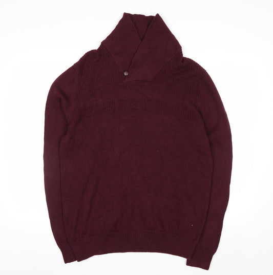 Chaps Men's Red Cotton Collared Pullover Jumper Size L