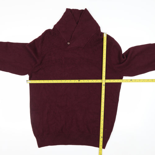 Chaps Men's Red Cotton Collared Pullover Jumper Size L