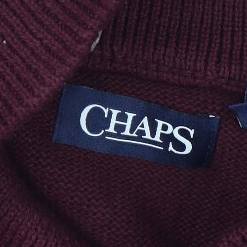 Chaps Men's Red Cotton Collared Pullover Jumper Size L