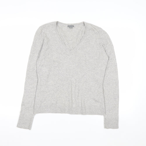 Ann Taylor Women Grey 100% Cashmere V-Neck Jumper Size S
