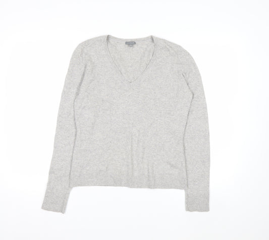Ann Taylor Women Grey 100% Cashmere V-Neck Jumper Size S
