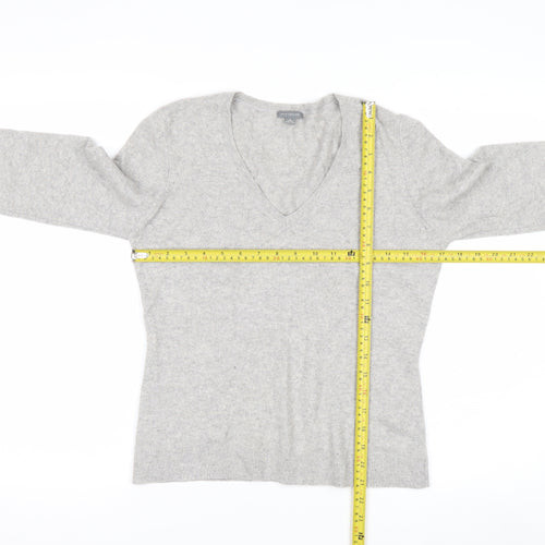 Ann Taylor Women Grey 100% Cashmere V-Neck Jumper Size S