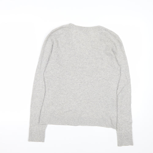 Ann Taylor Women Grey 100% Cashmere V-Neck Jumper Size S
