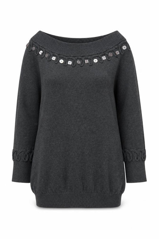 Front view of Marks & Spencer Per Una Grey Wool Blend Women's Jumper, size 10