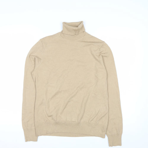 Charter Club Womens Beige Roll Neck Wool Blend Pullover Jumper M