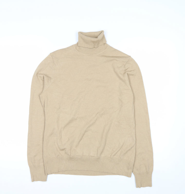 Charter Club Womens Beige Roll Neck Wool Blend Pullover Jumper M