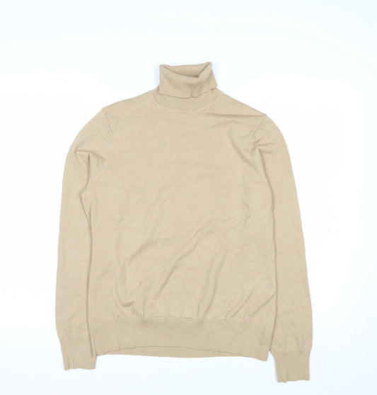 Charter Club Womens Beige Roll Neck Wool Blend Pullover Jumper M