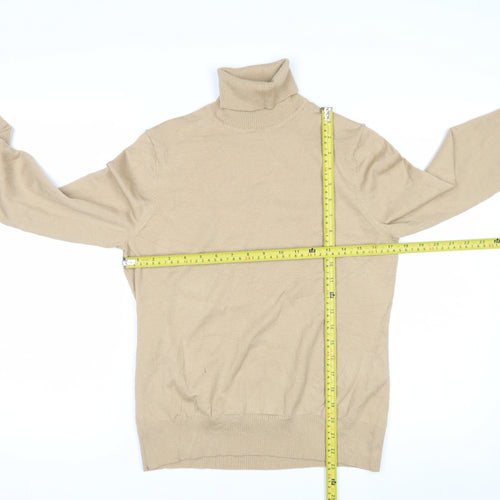 Charter Club Womens Beige Roll Neck Wool Blend Pullover Jumper M
