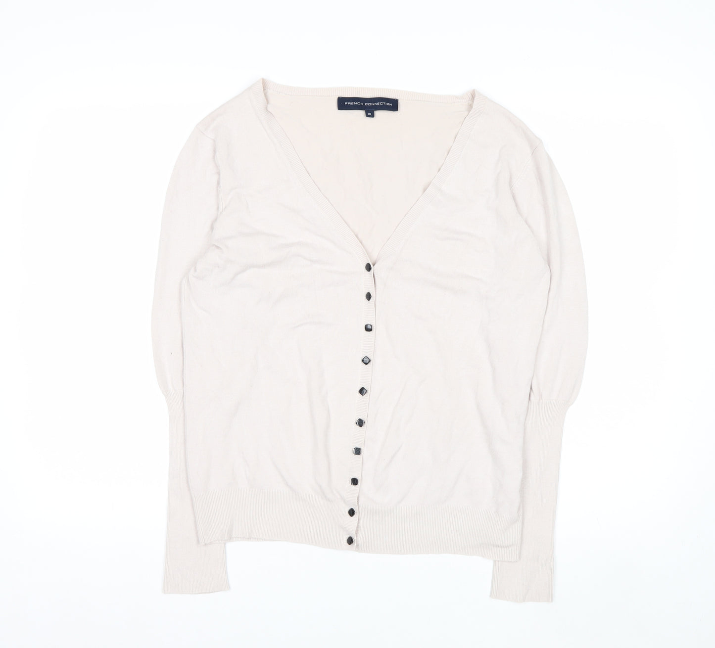 French Connection Women's Beige XL Button Cardigan Knitwear
