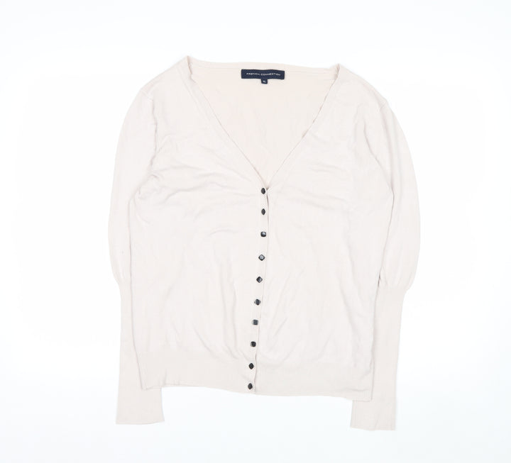 French Connection Women's Beige XL Button Cardigan Knitwear