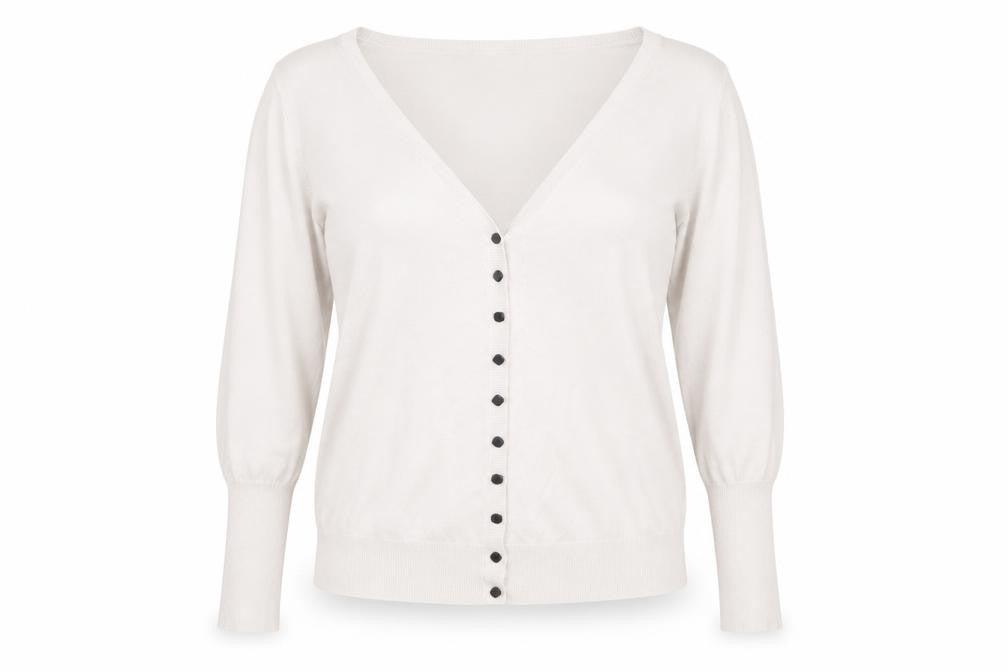 Front view of French Connection Women's Beige XL Button Cardigan Knitwear