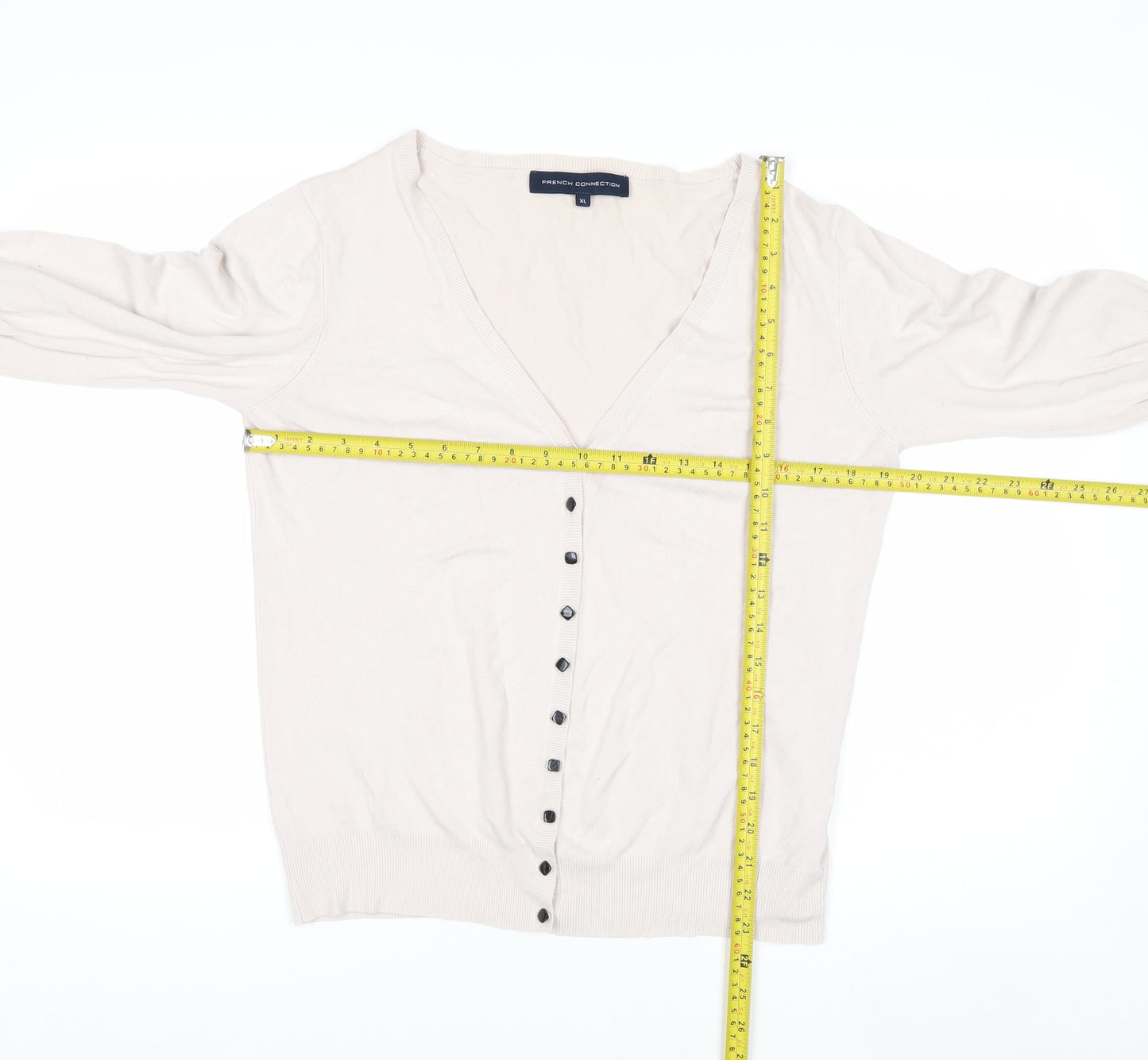 French Connection Women's Beige XL Button Cardigan Knitwear