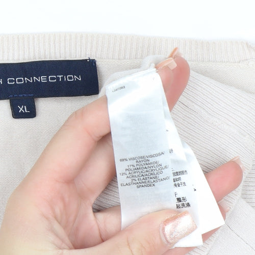 French Connection Women's Beige XL Button Cardigan Knitwear