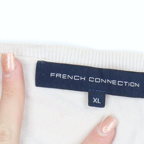 French Connection Women's Beige XL Button Cardigan Knitwear