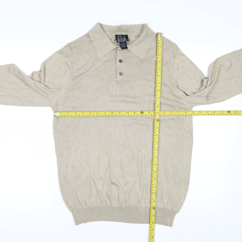 Jos. A. Bank Men’s Beige Silk Collared Henley Jumper M