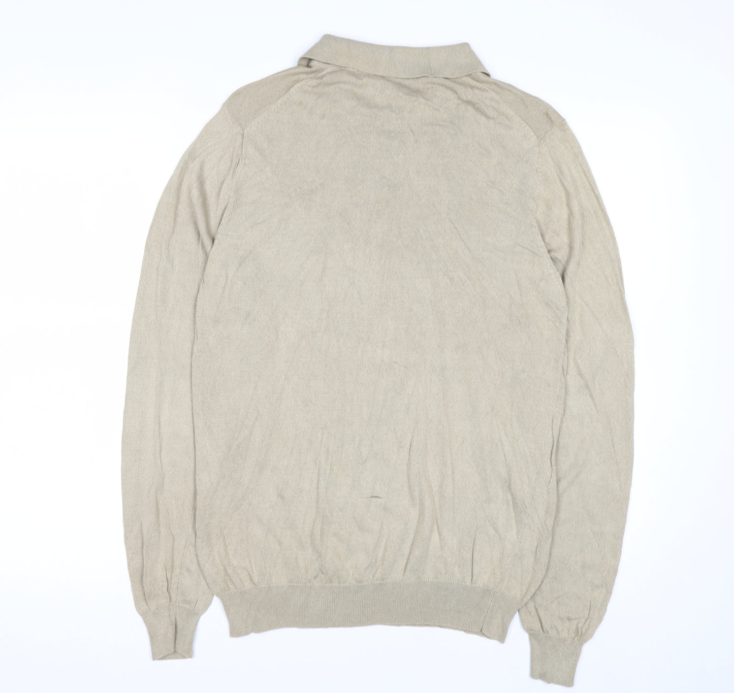 Jos. A. Bank Men’s Beige Silk Collared Henley Jumper M