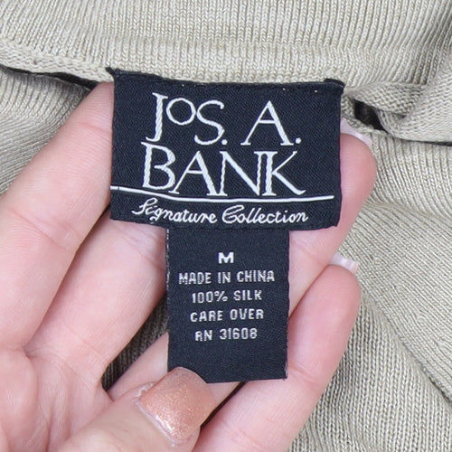 Jos. A. Bank Men’s Beige Silk Collared Henley Jumper M