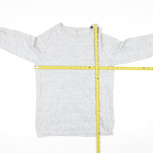 Jack & Jones Men's Grey Cotton Knit Jumper Size S Crew Neck Pullover