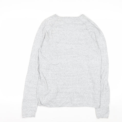 Jack & Jones Men's Grey Cotton Knit Jumper Size S Crew Neck Pullover