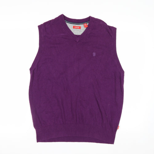 IZOD Men's Purple Cotton V-Neck Sleeveless Knit Vest M Regular