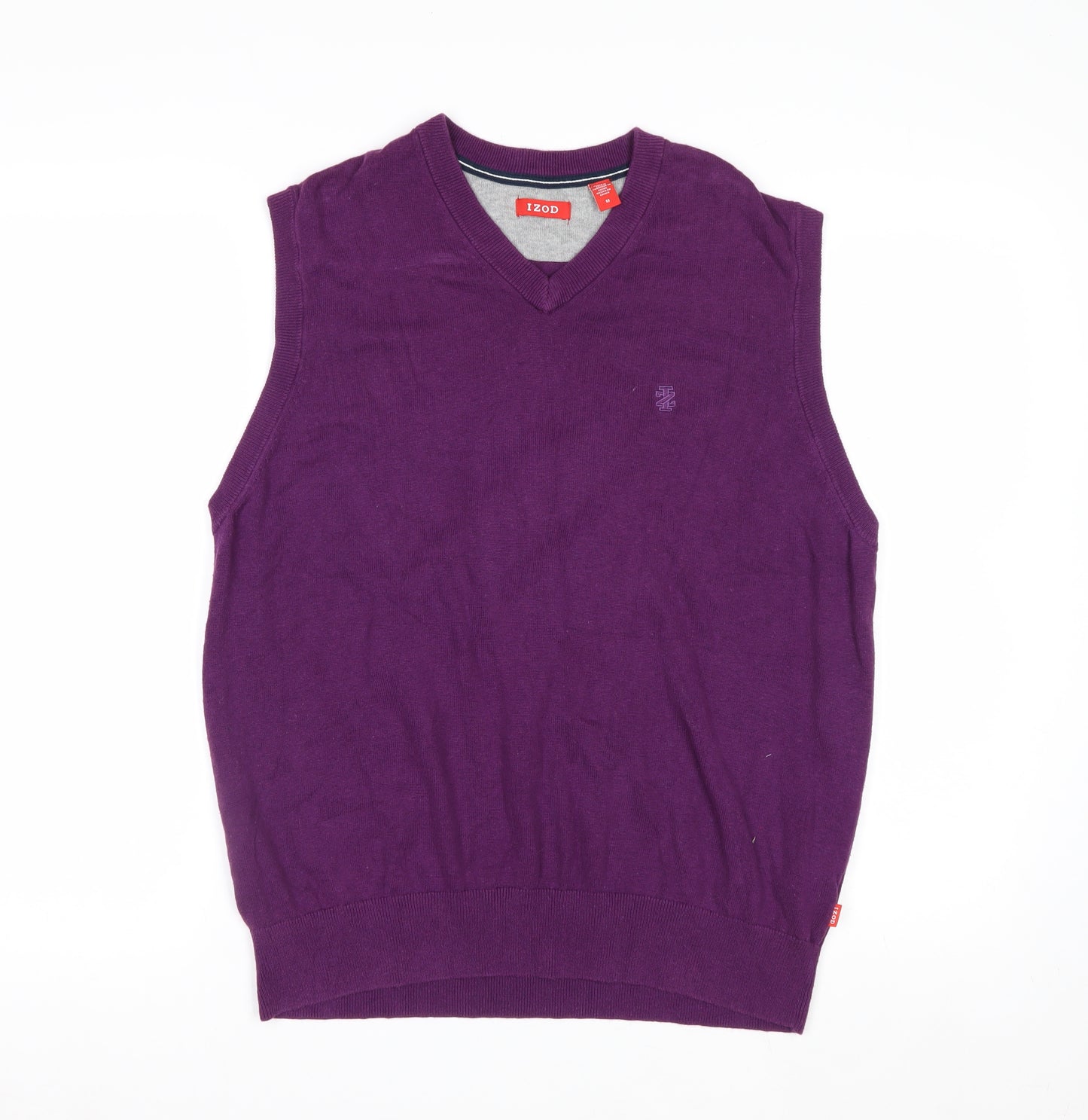 IZOD Men's Purple Cotton V-Neck Sleeveless Knit Vest M Regular