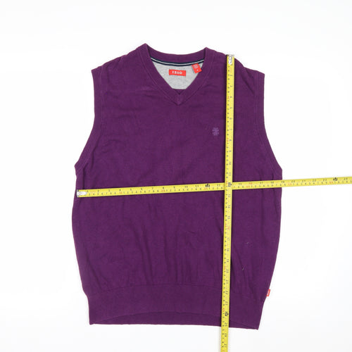 IZOD Men's Purple Cotton V-Neck Sleeveless Knit Vest M Regular