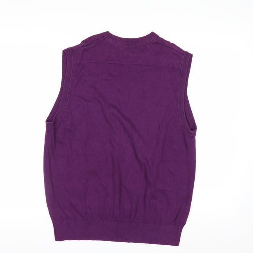 IZOD Men's Purple Cotton V-Neck Sleeveless Knit Vest M Regular