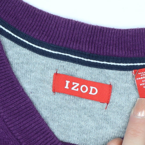 IZOD Men's Purple Cotton V-Neck Sleeveless Knit Vest M Regular