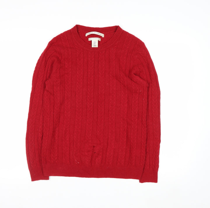Max Studio Women Red 100% Cashmere Cable-Knit Jumper M