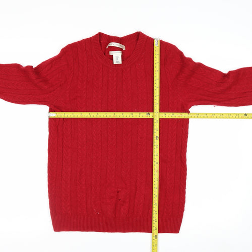Max Studio Women Red 100% Cashmere Cable-Knit Jumper M