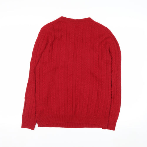 Max Studio Women Red 100% Cashmere Cable-Knit Jumper M